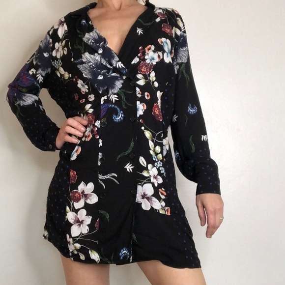 NWOT — Zara Floral Polka Dot Tunic/Short Dress — Size Medium - Picture 2 of 7
